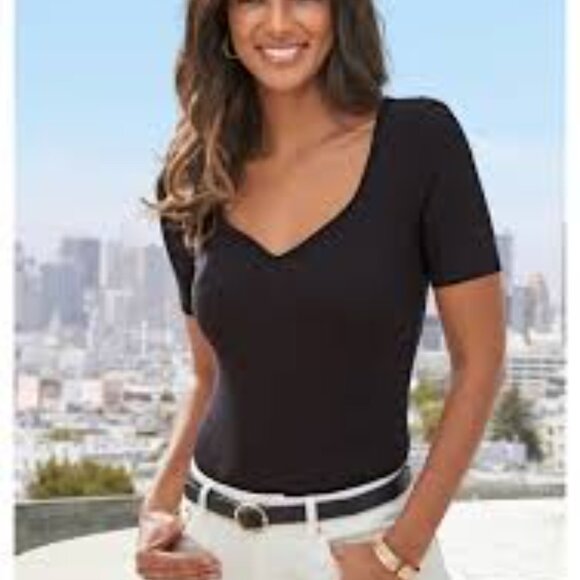 Lascana Short Sleeve Tops 1 Black & 1 Blue Women's Size 8/10 - Picture 1 of 16